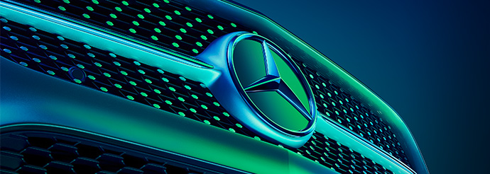 Image of the Mercedes-Benz logo on a car